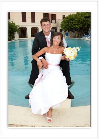 Pamela and Chad on their wedding day in Barbados at The Crane Resort         June 3, 2008