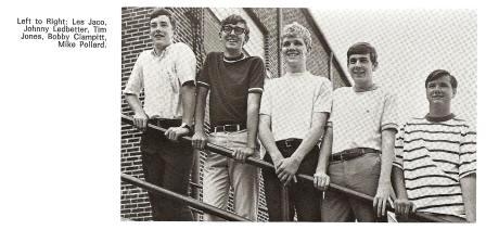 1968 JHS Gold Team - Regional Champs
Les Jaco, Johnny Ledbetter, Tim Jones, Bobby Clampitt, Mike Pollard. - Johnny Ledbetter placed second in the state for individual play.